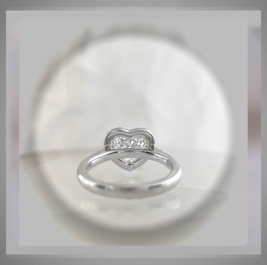 2.20 Carat Heart Cut  Diamond Halo Engagement Ring VS1 E