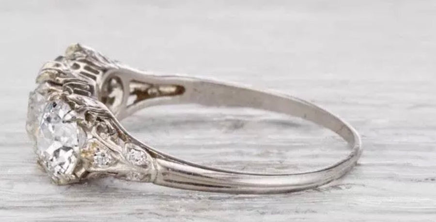 2.25 Ct Edwardian Style 3 Stone Diamond Engagement Ring VS2 F