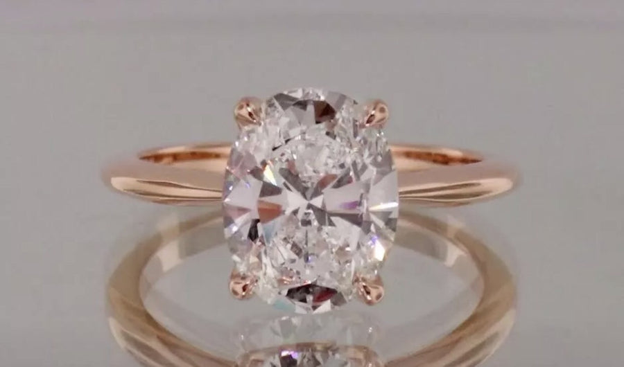 1.05 Ct VS2 FG Oval Cut Diamond Solitaire Engagement Ring14K ROSE GOLD